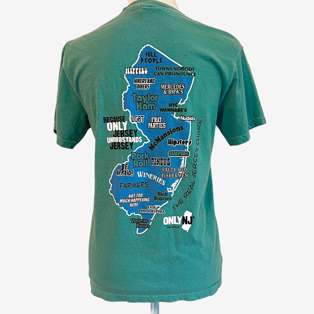4/$20 Jersey Garden State Souvenir Gift Tee Only NJ Pinelands Taylor Ham Green S